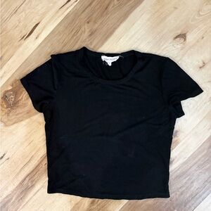 Pink Rose Black Crop Top